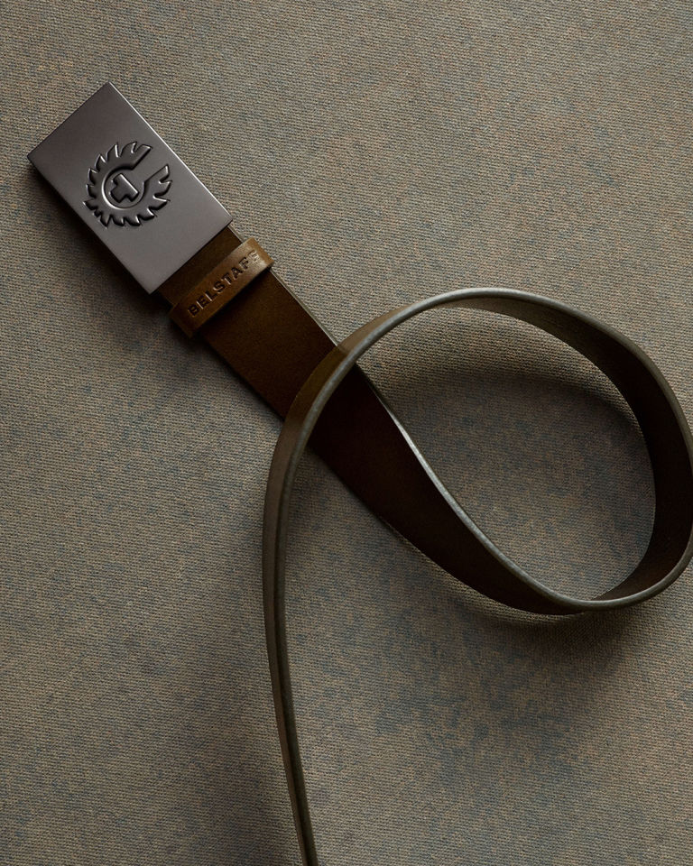 Phoenix Buckle Belt in Fatigue Green.